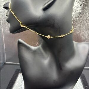 Elegant Sterling silver Gold Chain Necklace Moon & Stars